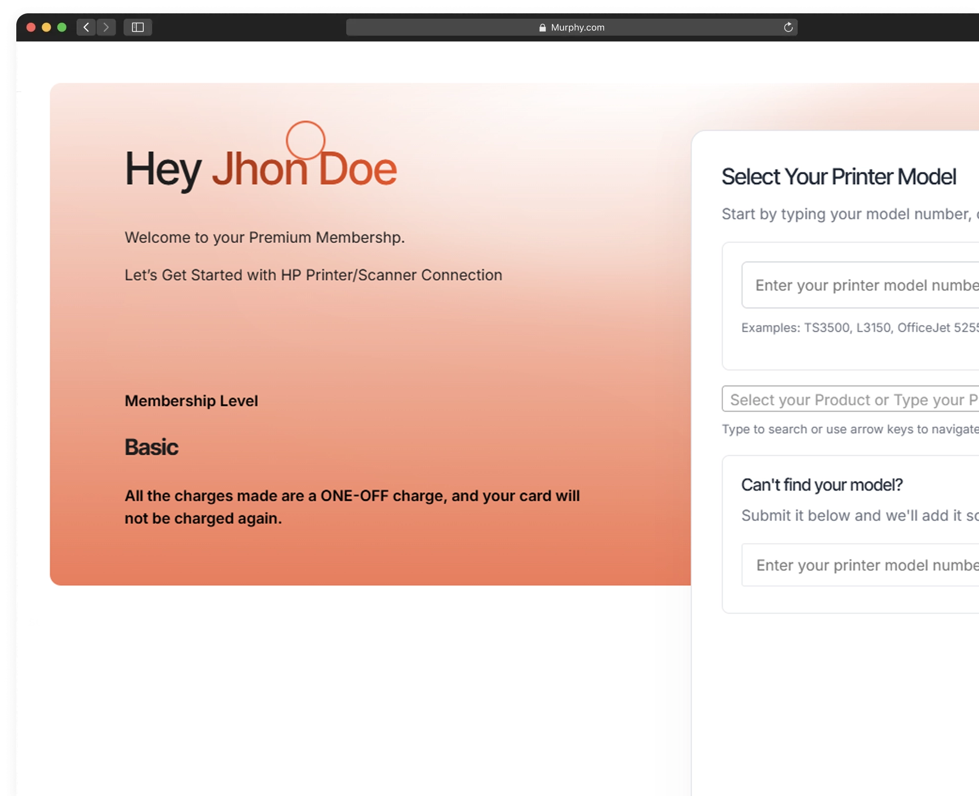 Dashboard for 123.hp.com/setup